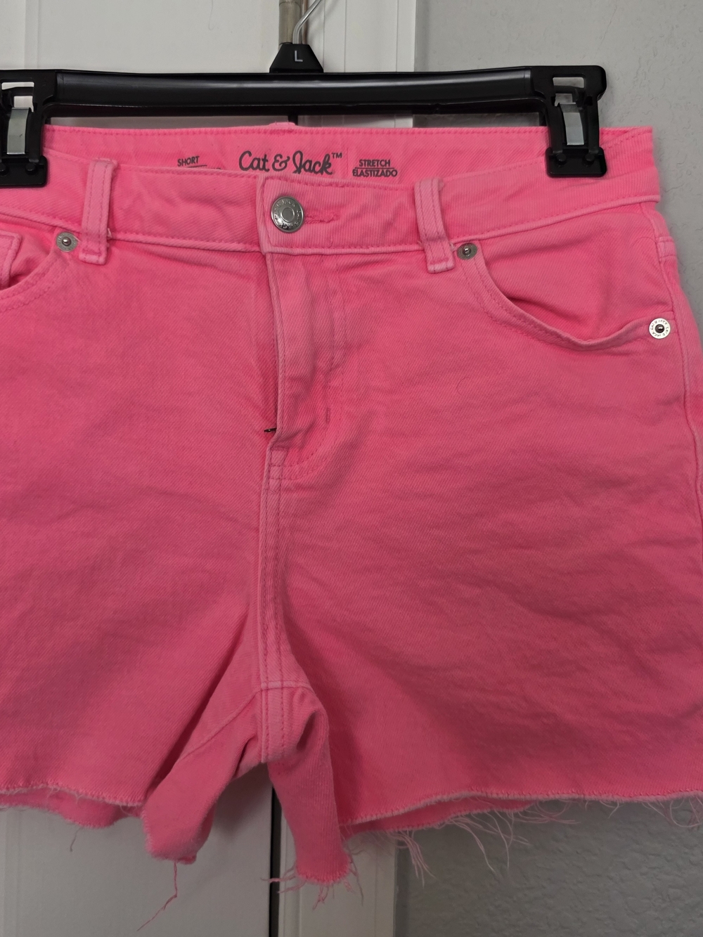 Cat & Jack Neon Pink Stretch Denim Cutoff Shorts